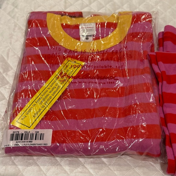 Hanna Andersson Striped Red and Pink Kids Pajamas size 150 - Picture 2 of 3